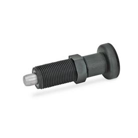 GN 617.2 Indexing Plungers, Threaded Body Plastic, Plunger Stainless Steel Material: NI - Stainless steel<br />Type: B - Without rest position, without lock nut
