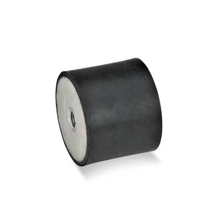 GN 351 Rubber Buffers, Steel Type: EE - With 2 internal threads