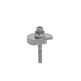 GN 918.7 Clamping Bolts, Stainless Steel, Downward Clamping, Screw from the Operator's Side Type: SKS - With hex<br />Clamping direction: R - By clockwise rotation (drawn version)