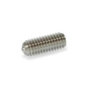 GN 615.9 Stainless Steel Spring Plungers, Ball with Friction Bearing, with Internal Hex Type: KSN - Stainless steel, high spring load