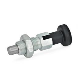GN 717 Indexing Plungers, Steel, with Knob, with and without Rest Position Type: CK - With rest position, with lock nut