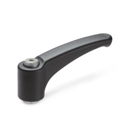 Adjustable Hand Levers GN 604.1: Plastic, Insert Stainless Steel, with Internal Thread / Reamed Hole