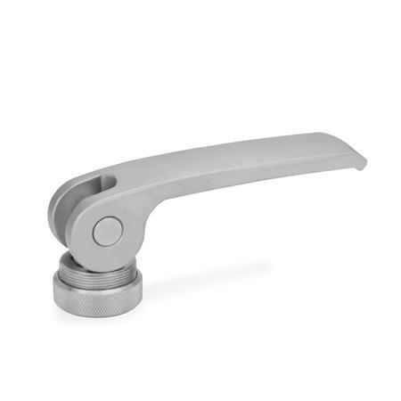 GN 927.7 Stainless Steel Clamping Levers with Eccentrical Cam with Internal Thread Type: A - Stainless steel contact plate with setting nut