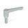 GN 302.2 Flat Adjustable Hand Levers, Zinc Die Casting, Threaded Stud Steel Zinc Plated Color: SR - Silver, RAL 9006, textured finish