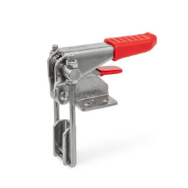 GN 851.4 Latch Type Toggle Clamps, Steel / Stainless Steel, for Pulling Action, with Lock Mechanism Type: T3L - With square U-bolt, with catch<br />Material: NI - Stainless steel