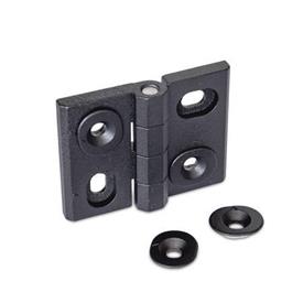 GN 127 Hinges, Adjustable, Zinc Die Casting Type: HB - Vertically and horizontally adjustable<br />Finish: SW - Black, RAL 9005, textured finish
