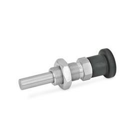 GN 817.8 Stainless Steel Indexing Plungers, Removable Material: NI - Stainless steel<br />Type: BK - Without rest position, with lock nut