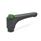 GN 600 Flat Adjustable Hand Levers with Releasing Button, Plastic, Threaded Bushing Brass Color releasing button: DGN - Green, RAL 6017, shiny finish