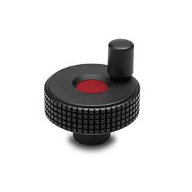 GN 735 Control Handwheels, Plastic, Colored Cover Cap Color of the cover cap: DRT - Red, RAL 3000, matte finish