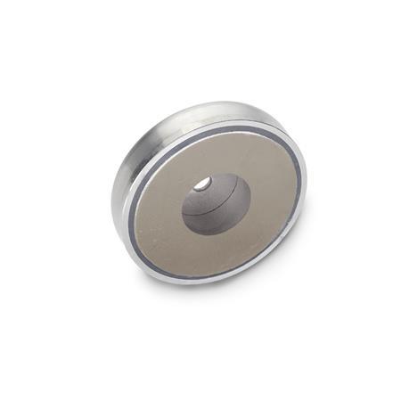 GN 50.45 Stainless Steel Retaining Magnets, with Bore Material of the magnet: SC - SmCo