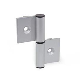 GN 2292 Hinges, Detachable, for Aluminum Profiles, with Guide Step Type: A - Exterior hinge leafs<br />Identification no.: C - With countersunk holes<br />l<sub>2</sub>: 82