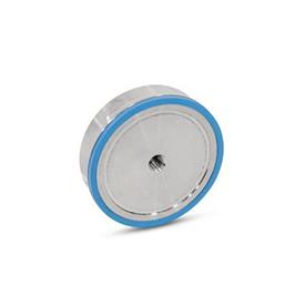 GN 5090 Magneti di ritegno, NdFeB, corpo di contenimento in acciaio INOX, con filettatura interna, Hygienic Design Materiale (anello di tenuta): E - EPDM