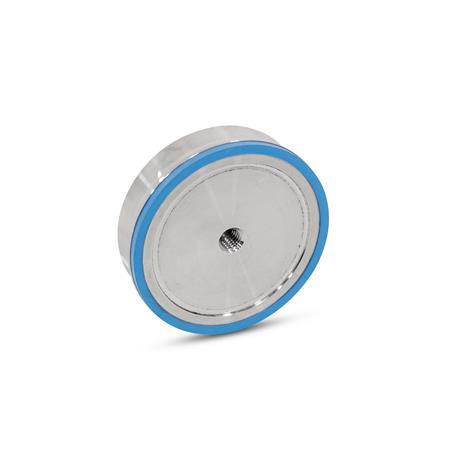 GN 5090 Magneti di ritegno, NdFeB, corpo di contenimento in acciaio INOX, con filettatura interna, Hygienic Design Materiale (anello di tenuta): E - EPDM