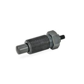 GN 817 Indexing Plungers, Steel / Plastic Knob Type: G - Without lock nut, with threaded rod