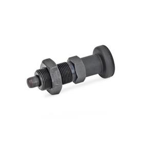 GN 617 Indexing Plunger, Steel / Plastic Knob Material: ST - Steel<br />Type: AK - With knob, with lock nut