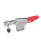 GN 820.4 Sauterelles, inox, manette d'actionnement horizontale, avec mécanisme de verrouillage, embase verticale Matériau: NI - Inox
Type: NLC - Bras de serrage à fourche, avec deux rondelles à bride et une vis de serrage GN 708.1