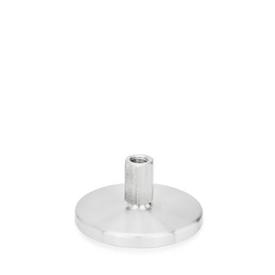 GN 21 Pieds de machine, inox Type (socle): D0 - finement tourné, sans sous-couche en caoutchouc<br />Version de la vis: X - hexagone externe, filetage femelle
