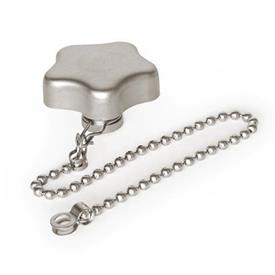 GN 5334.13 Stainless Steel Star Knobs with Loss Protection, with Bushing Type: K - With ball chain