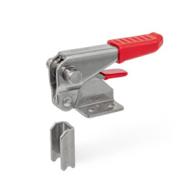 GN 851.4 Latch Type Toggle Clamps, Steel / Stainless Steel, for Pulling Action, with Lock Mechanism Type: T3 - Without square U-bolt, with catch<br />Material: NI - Stainless steel