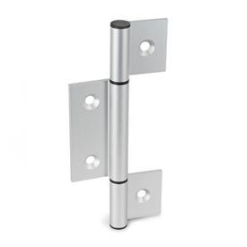 GN 2295 Charnières, pour profilés en aluminium/éléments de panneau, en trois parties Type: A - ailettes de charnière extérieures<br />Codage: C - avec trous fraisés<br />l<sub>2</sub>: 165 / 335