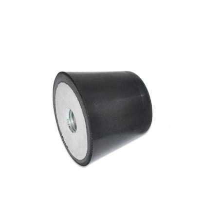 Buffers GN 253: Steel, truncated cone shape, NBR, with internal thread