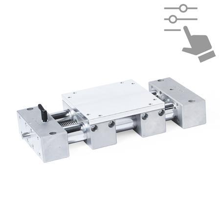 GN 6920 Precision Double Tube Linear Actuators, Steel / Stainless Steel, with One Double Slider, Configurable 