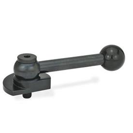 GN 918.1 Clamping Bolts, Steel, Upward Clamping, with Threaded Bolt Type: GV - With ball lever, straight (serration)<br />Clamping direction: L - By anti-clockwise rotation