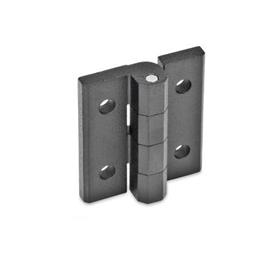 GN 235 Hinges, Zinc Die Casting, Adjustable Material: ZD - Zinc die casting<br />Type: D - With through-holes<br />Finish: SW - Black, RAL 9005, textured finish
