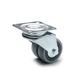 GN 22870 Light Duty Casters, Wheel Tread Rubber, Wheel Core Polypropylene, Double Wheel Version Bearing type: G - Friction bearing<br />Type (bracket): L - Swivel bracket with mounting plate<br />Coding: D - Double wheel version