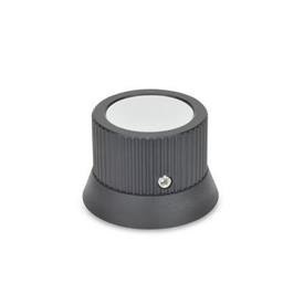 GN 726.2 Control Knobs, Aluminum, with Scale Ring Type: B - Neutral, without indicator point or scale<br />Identification no.: 1 - With grub screw