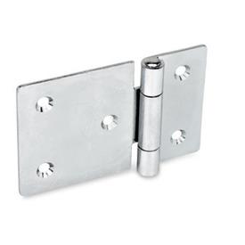 GN 136 Sheet Metal Hinges, Horizontally Elongated Material: ST - Steel<br />Type: C - With countersunk holes