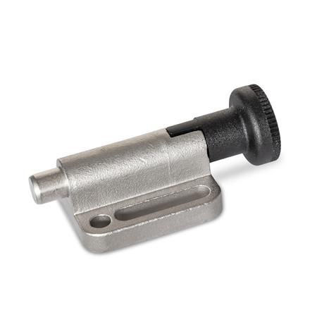 GN 417 Indexing Plungers, Stainless Steel, with Knob, with and without Rest Position Type: C - With rest position
Material: NI - Stainless steel precision casting