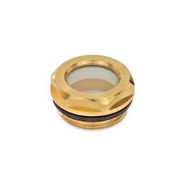GN 743.3 Oil Sight Glasses, Brass / Security Glass (ESG) Type: B - Without reflector