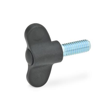 Wing Screws GN 639: Plastic, Threaded Stud Steel, Small Type