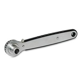 GN 318 Stainless Steel Ratchet Spanners with Through Hole / Blind Hole Type: B - Ratchet insert with blind hole<br />Insert: B