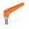 GN 101.1 Verstellbare Klemmhebel, Zink-Druckguss, Einsatz Edelstahl, mit Außengewinde Farbe: OS - orange, RAL 2004, strukturmatt