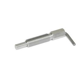 GN 7017 Stainless Steel Indexing Plungers Type: B - Without rest position, without lock nut<br />Material: NI - Stainless steel