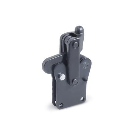 GN 810.12 Knee Lever Modules, Steel, to Screw-On Type: G - Mounting holes parallel to the handle pivot point