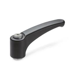 GN 604.1 Adjustable Hand Levers, Plastic, Bushing Stainless Steel Color: SG - Black-gray, RAL 7021, matte finish