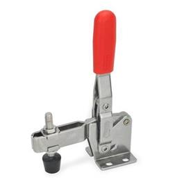 GN 810 Toggle Clamps, Stainless Steel , Operating Lever Vertical, with Horizontal Mounting Base Material: NI - Stainless steel<br />Type: C - Forked clamping arm, with two flanged washers and clamping screw GN 708.1