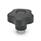 GN 5337.3 Boutons étoile débrayables, plastique, douille filetée acier/inox, engagement après poussée Matériau: NI - Inox