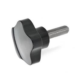 GN 5337.5 Star Knobs with Threaded Stud in Stainless Steel, Duroplast 