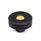 GN 534 Manopole zigrinate, plastica, boccola filettata ottone, calottina colorata Colore (Calottina): DGB - Giallo, RAL 1021, finitura mat