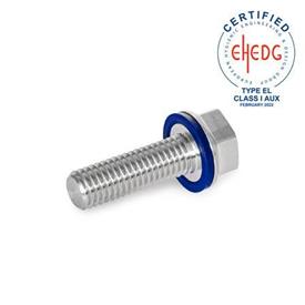 GN 1581 Stainless Steel Screws, Hygienic Design, Low-Profile Head Finish: MT - Matte finish (Ra < 0.8 µm)<br />Material (Sealing ring): H - H-NBR