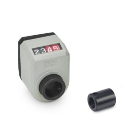 GN 9534 Position Indicators, for Configurable Profile Linear Actuators, Mechanical Counter Installation position: N - on the chamfer, above<br />Color: G - Gray, RAL 7035