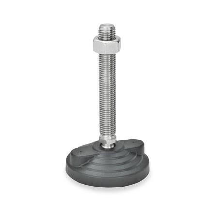 GN 345.5 Leveling Feet, Plastic / Stainless Steel Type: B - With nut, without rubber pad