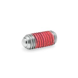 GN 615.3 Spring Plungers, with Internal Hex, with Thread Locking, Steel / Stainless Steel Type: KN - Stainless steel, standard spring load<br />Thread locking: MVK - Micro encapsulation