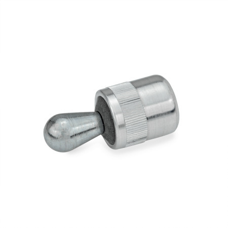 Posicionadores con empujador lateral GN 715: Carcasa aluminio, pasador de presión acero / plástico, tipo de montaje a presión