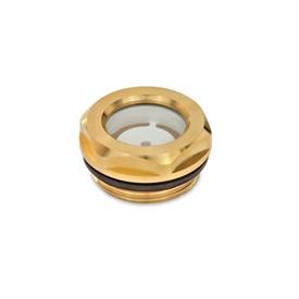 GN 743.3 Oil Sight Glasses, Brass / Security Glass (ESG) Type: A - With reflector