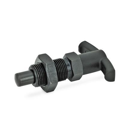 Indexing Plungers GN 817.4: Steel, with T-Handle, with and without Rest Position